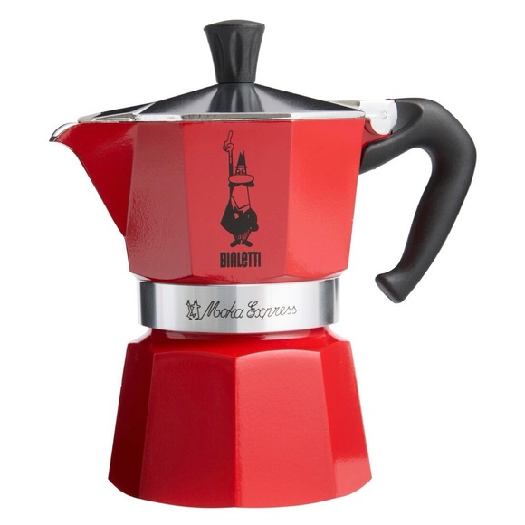 Bialetti Red Moka Express 3 Cup Stovetop Espresso Maker 3 Cups 4.4 Ounce New - Picture 11 of 11
